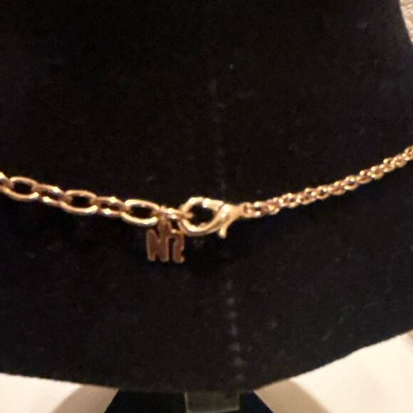 Vintage Nina Ricci Gold Plated Chain Necklace NR Logo Gemstone Charm Pendant - Picture 4 of 7